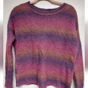 Maurices Multi Color Spacedye Crew Neck Fuzzy Sweater Size XS